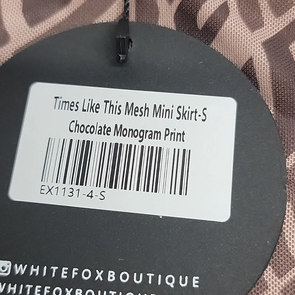 white fox boutique times like this mesh mini skirt chocolate monogram print - Picture 4 of 4